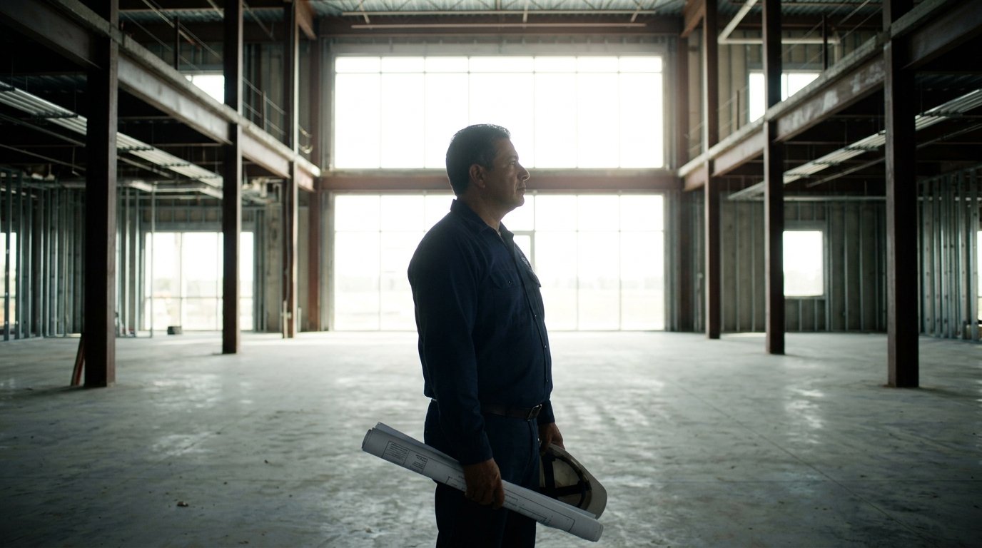 Carlos en sitio de proyecto comercial